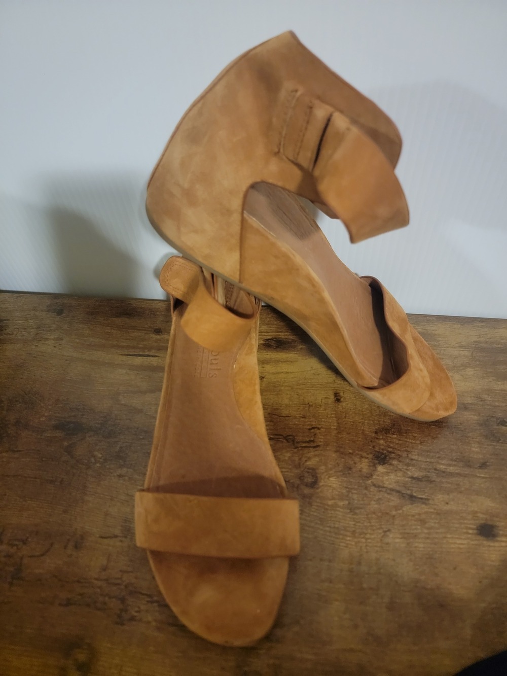 gentle souls Tan Suede Wedge Sandals